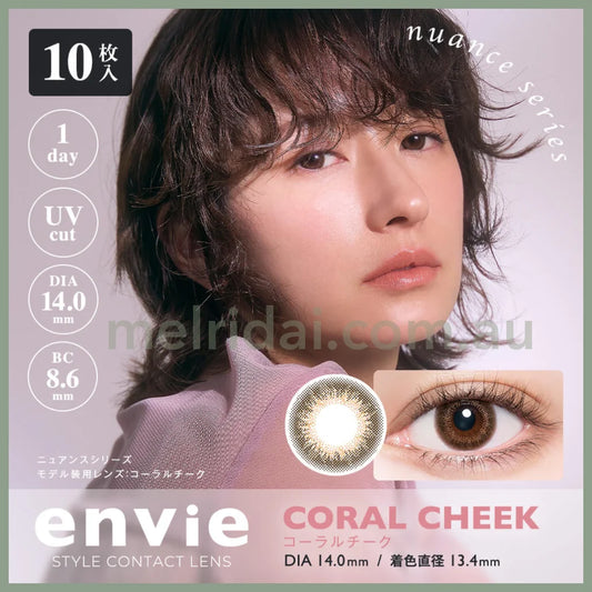 Enviecolor Contacts 1 Day 10 Pieces Coral Cheek Dia14.0Mm Bc8.6Mm