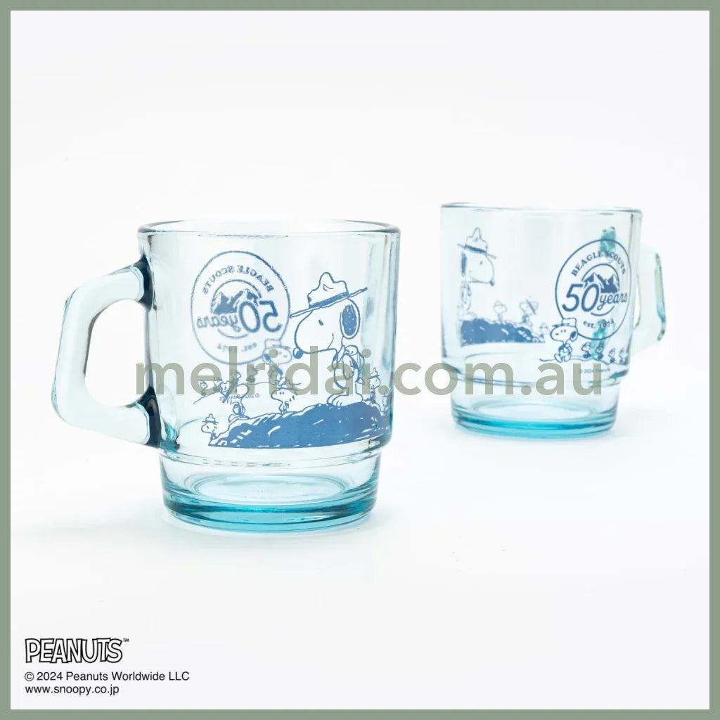 Fire King X Snoopy|Stacking Mug Peanuts Beagle Scouts 50 Years (Sapphire Blue)