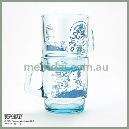 Fire King X Snoopy|Stacking Mug Peanuts Beagle Scouts 50 Years (Sapphire Blue)