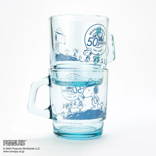 Fire King X Snoopy|Stacking Mug Peanuts Beagle Scouts 50 Years (Sapphire Blue)