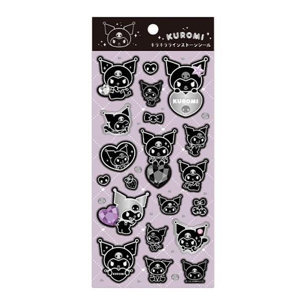 SANRIO | Kuromi Glitter Rhinestone Stickers 200×90mm (Monochrome)