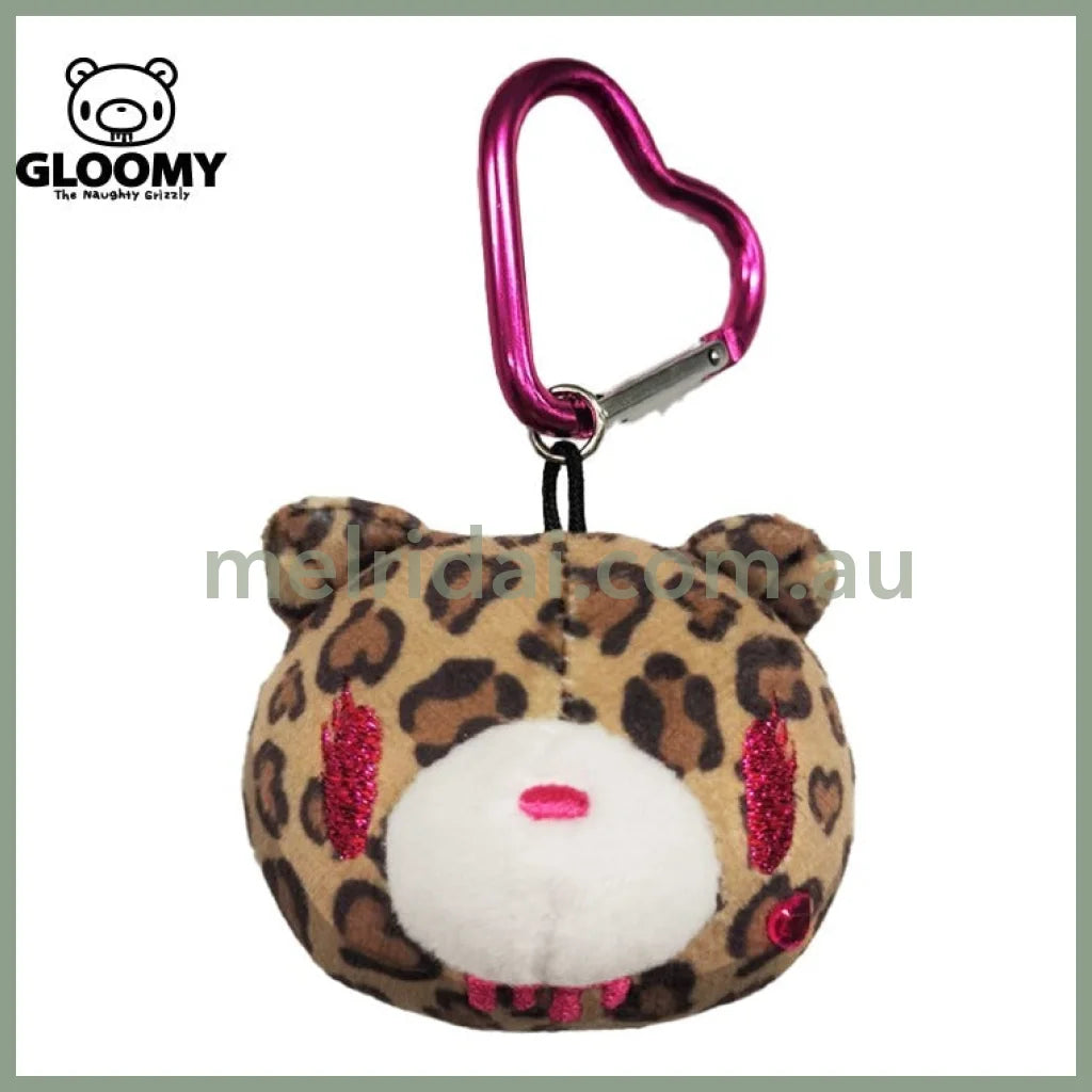 Gloomy Bear | Brown Leopard Print Tote Bag with Keychain Heart Carabiner 380×280mm