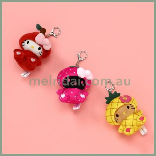 HELLO KITTY×GLOBAL WORK | Strawberry Mascot Holder Bag Charm Plush Keychain 10cm Approx. (Heisei Retro)
