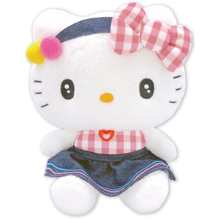 SANRIO | Hello Kitty Plush Toy Plush Doll 13 x 17.5 x 21cm (Gingham Denim)