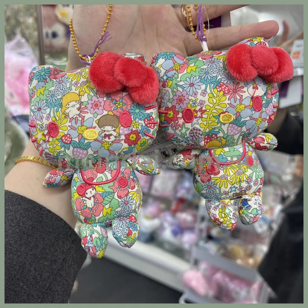 Liberty Fabrics X Sanrio | Hello Kitty Mascot Holder Keychain 9×5.5×13.5Cm (50Th Anniversary)