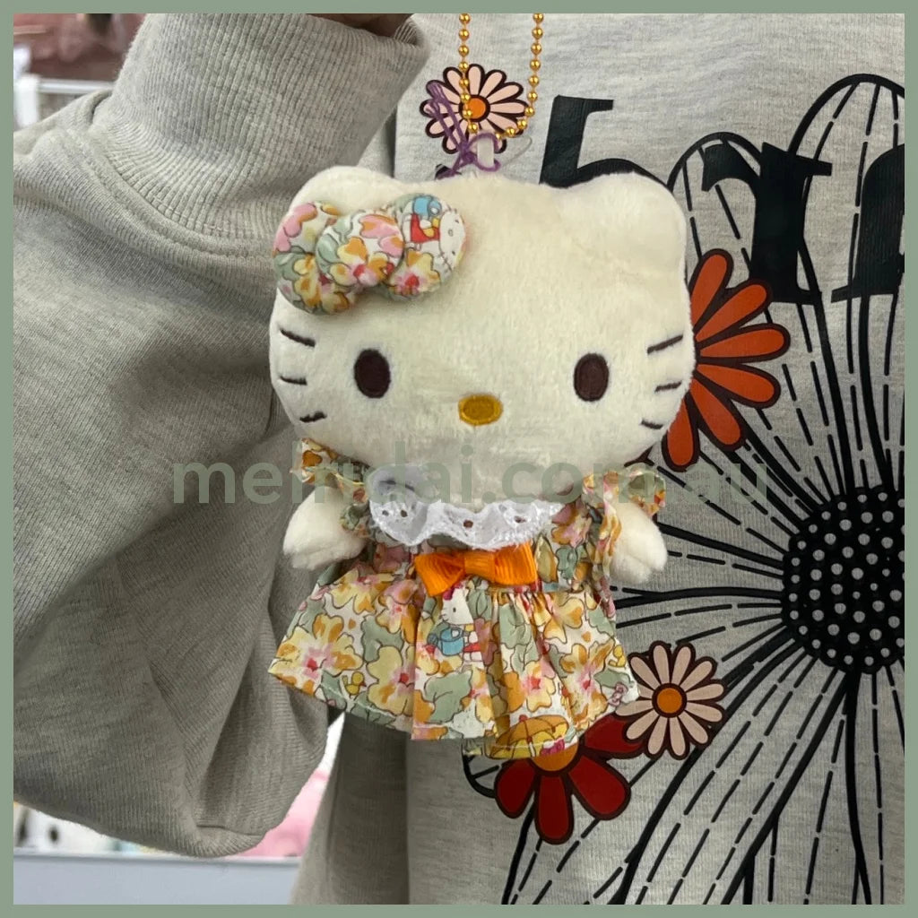 Liberty Fabrics X Sanrio | Hello Kitty Mascot Holder Keychain 9×5.5×13.5Cm (50Th Anniversary)