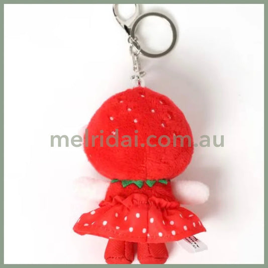 【Limit 1 /Customer】Me% x Hello Kitty | Mini Mascot Holder Plush Keychain 13cm 4th Ver. (Strawberry)