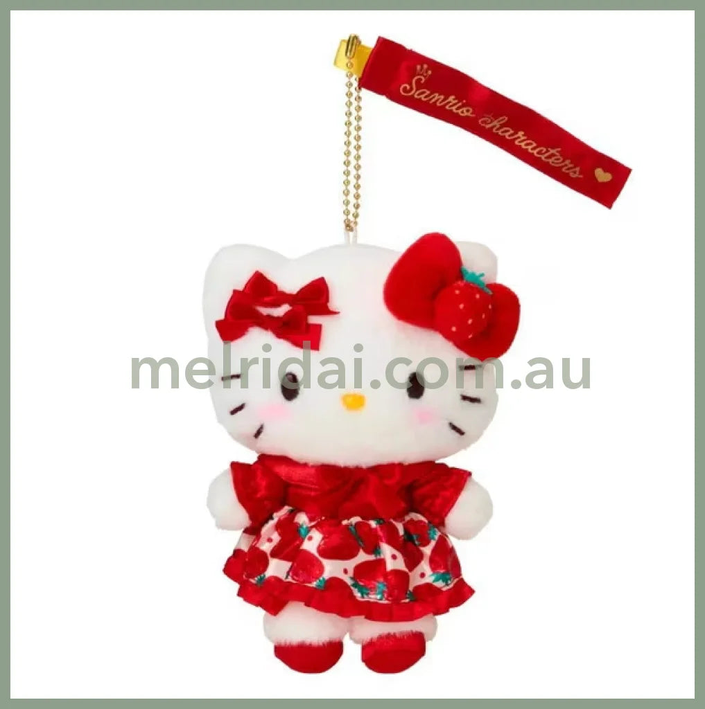 【Limit 1】SANRIO | Hello Kitty Mascot Holder Plush Keychain W11×D7×H15.5cm (Strawberry News 50th Anniversary)