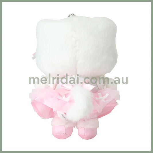 【Limite 1/customer】SANRIO | Hello Kitty Mascot Holder Plush Keychain 15.4 x 12.2 x 6.8cm (White Cat Ballerina)