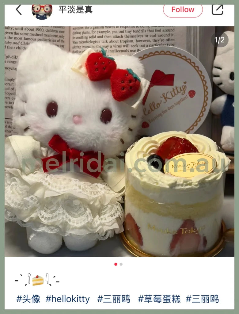 【Limite 1/Customer】Sanrio | Hello Kitty Plush Mascot Keychain Bag Charm W11×D6×H14.5Cm (Shortcake)