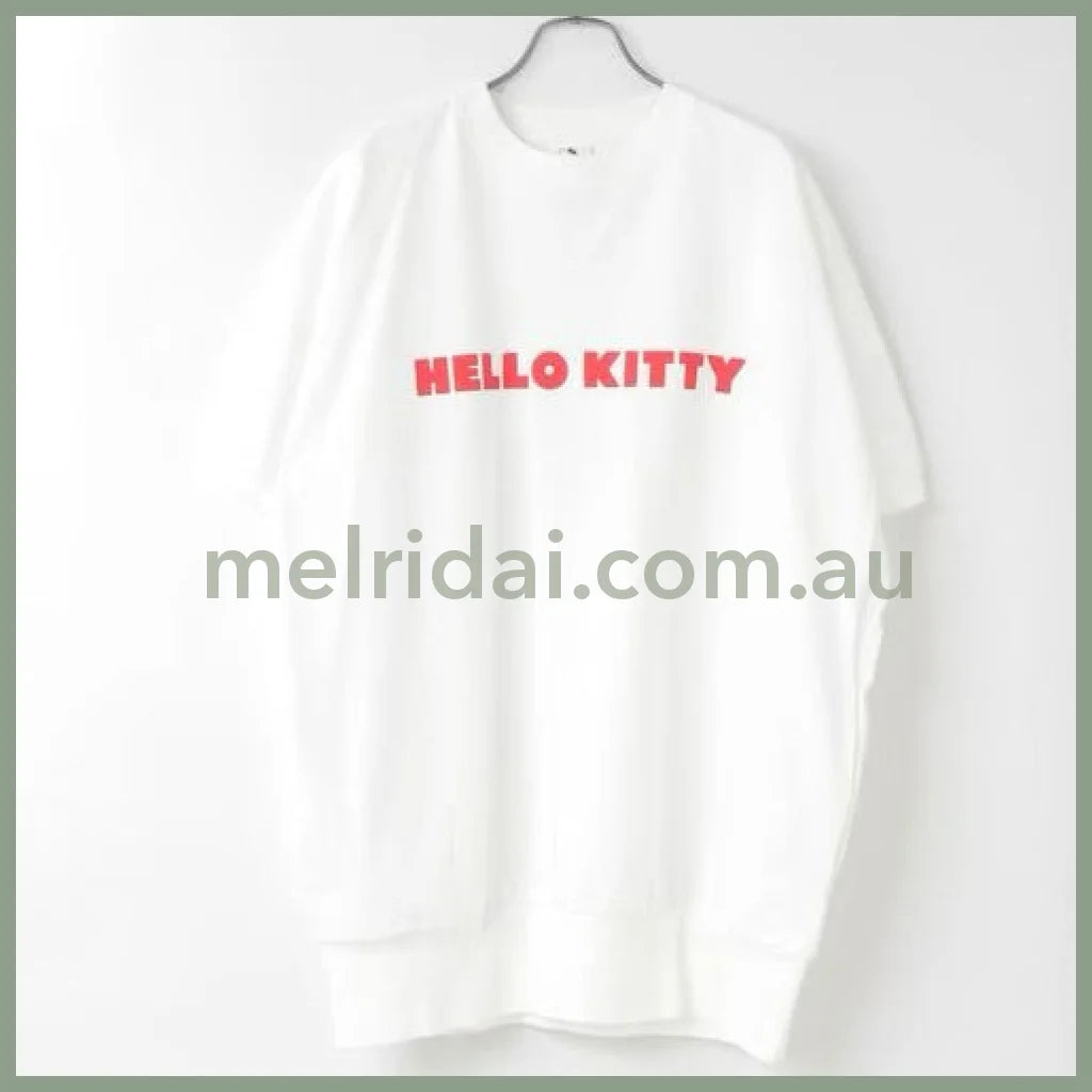 Lowrys Farm | Hello Kitty Big Pullover White F Size (Length 79Cm)