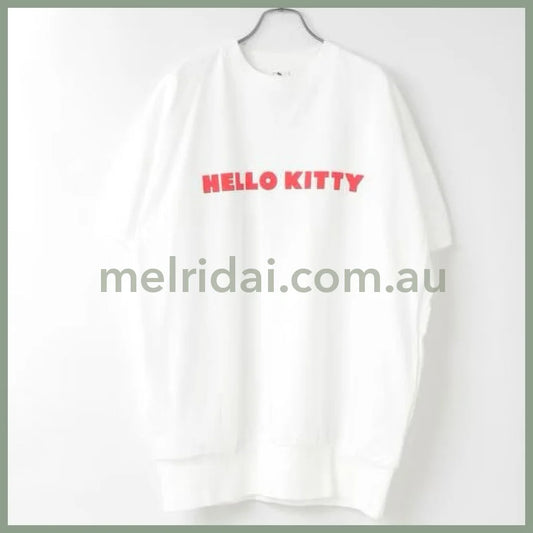 Lowrys Farm | Hello Kitty Big Pullover White F Size (Length 79Cm)