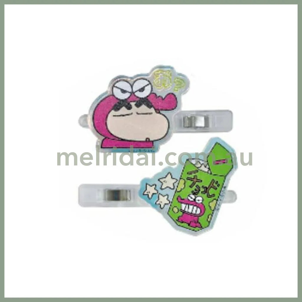 【Made in Japan】Crayon Shin-chan | Aurora Acrylic Hair Clip Set Crayon Shin-chan & Waniyama