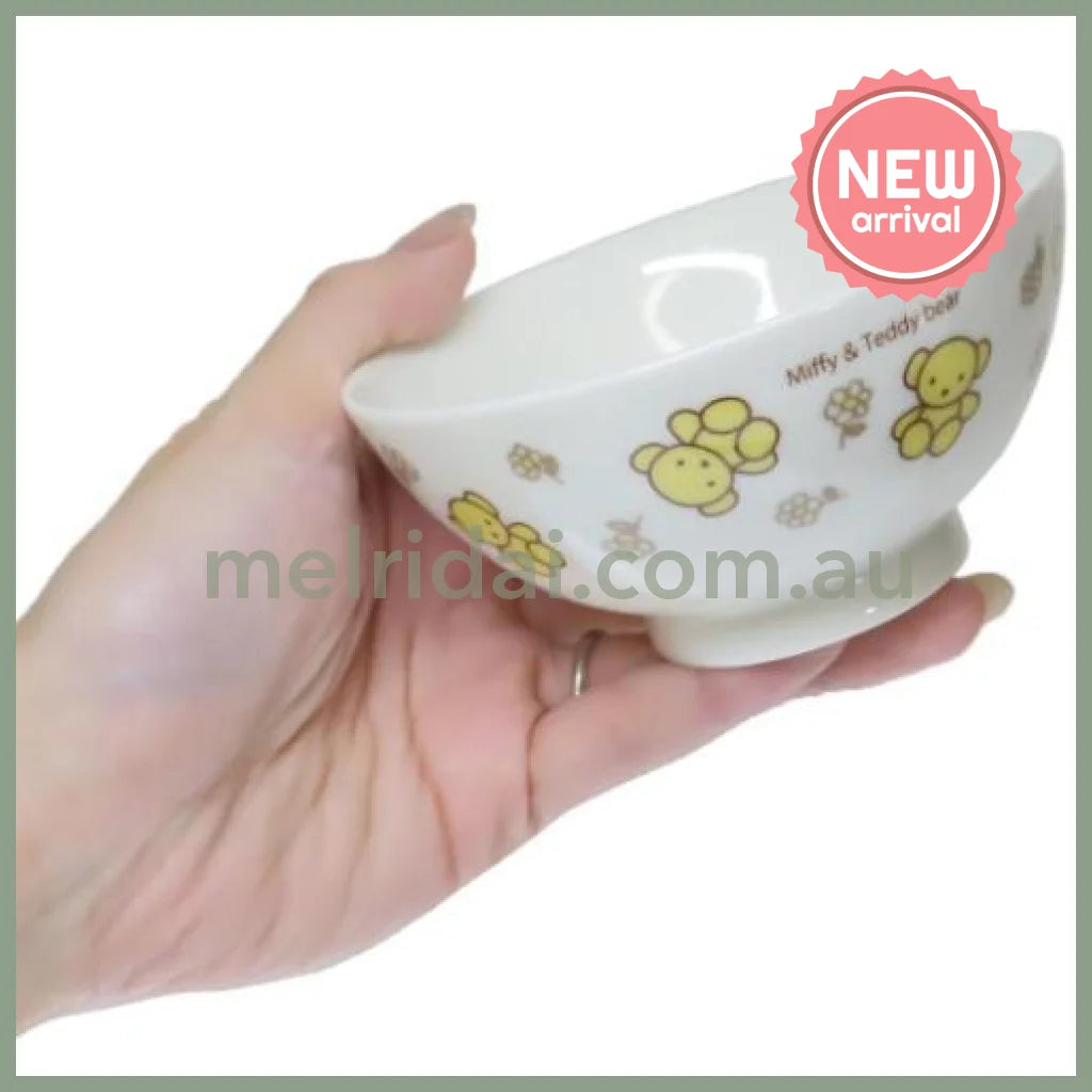 【Made in Japan】MIFFY | Miffy Rice Bowl 110×55mm (Teddy Bear Flower)