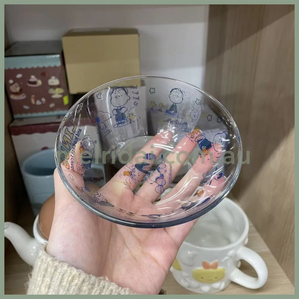 【Made in Japan】PEANUTS | SNOOPY and LINUS Glass Bowl with Spoon W12×H4.8㎝