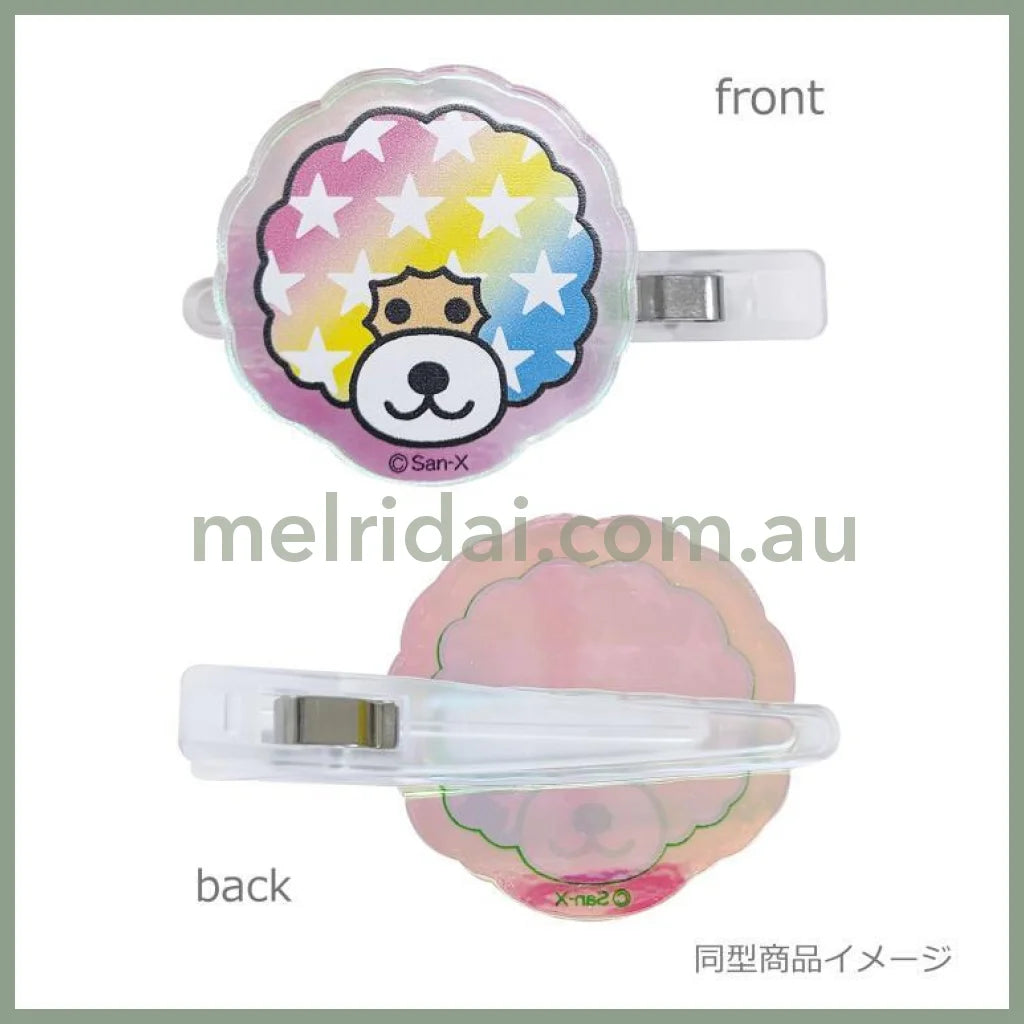 【Made in Japan】SAN X | Afro Ken Aurora Acrylic Hair Clip Set (Sitting)