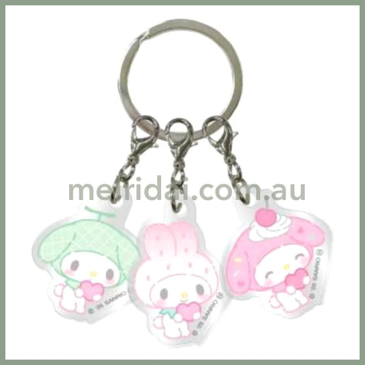 【Made in Japan】SANRIO | Acrylic Keychain 3 Charm 29x39mm (My Melody 50th Anniversary)