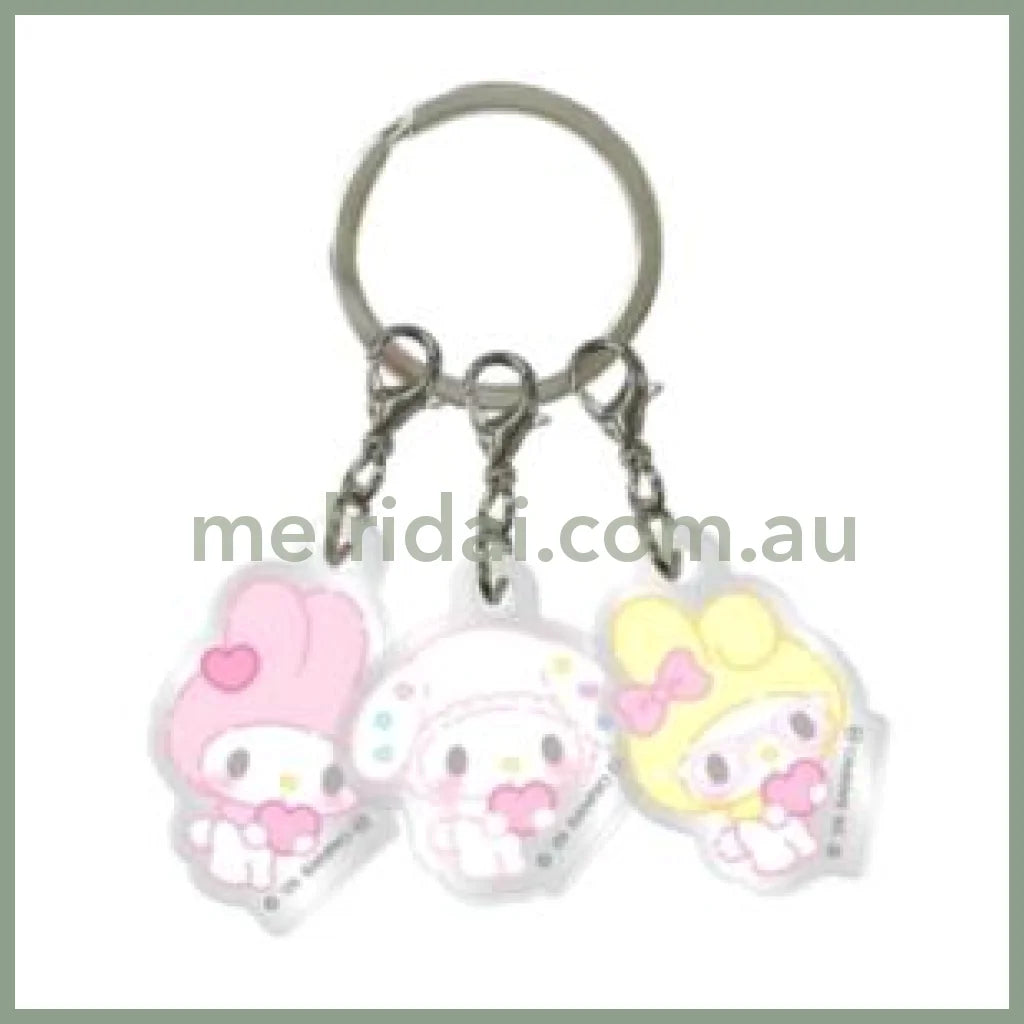 【Made in Japan】SANRIO | Acrylic Keychain 3 Charm 29x39mm (My Melody 50th Anniversary)