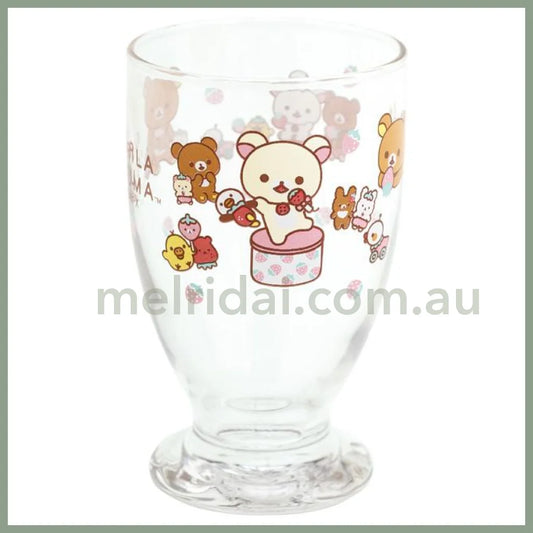 【Made In Japan】San-X | Rilakkuma Full Of Strawberry Day Glass Cup 230Ml 轻松熊 草莓日 玻璃矮脚杯/果汁杯