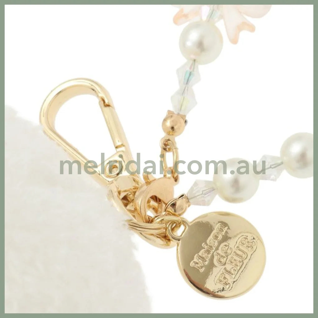 Maison de FLEUR × Sanrio characters | Cogimyun Mascot Holder Bag Charm Keychain with Pearl Chain 10 x 12cm (Limited