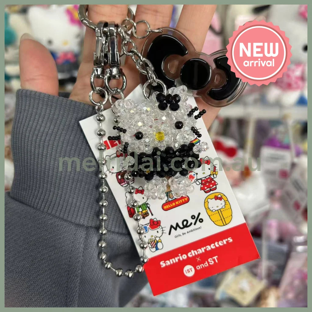 Me% x Hello Kitty | Beaded Keychains Bag Charm 14.5cm Approx. (Black)
