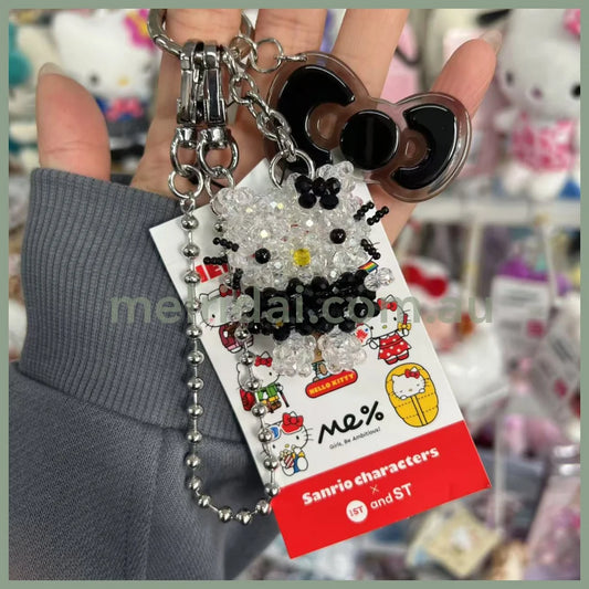 Me% x Hello Kitty | Beaded Keychains Bag Charm 14.5cm Approx. (Black)