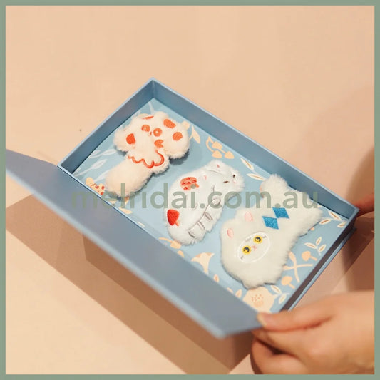 Mewji Cat Hair Accessories Set (Bu) Clip*2 + Badge*1 &