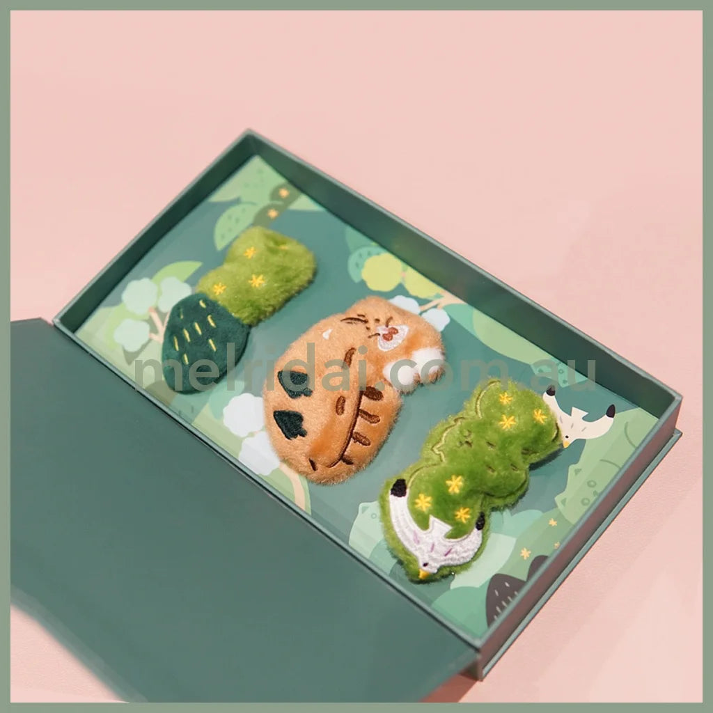 Mewji Cat Hair Accessories Set (Gn) Clip*2 + Badge*1 &