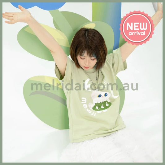 MEWJI♡ Cat Tee T-shirt (Avocado Green)