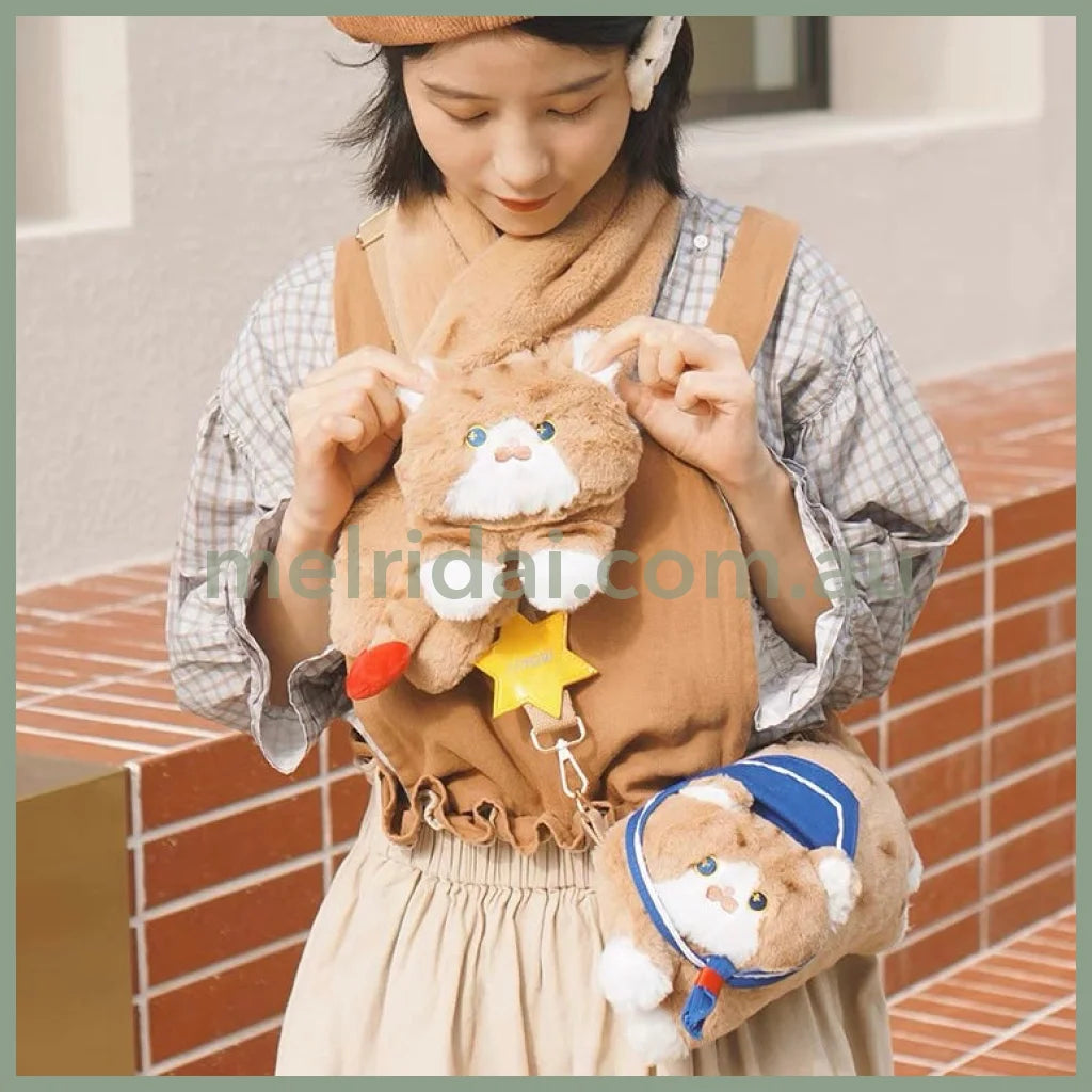 Mewji♡ Fluffy Mascot Scarf 90*13Cm 妙吉猫 猫咪造型 软软茸茸可爱围巾