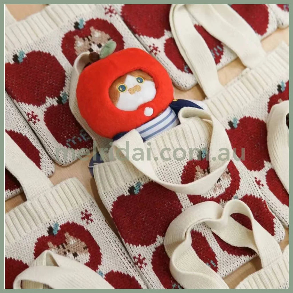 Mewji♡ Knitted Tote Bag Cat S (Apple) 妙吉猫 日系少女 复古苹果 迷你针织手提包/小包