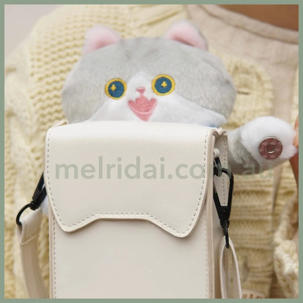 Mewji Leather Bag With Cat Plush Doll