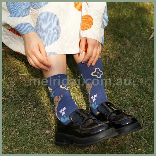 Mewji Socks Set 3 Pieces (Flower) Free Size 23-26Cm