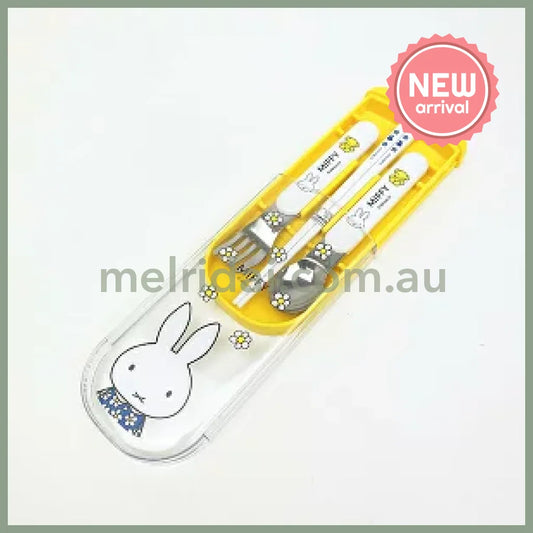 MIFFY | Bento Lunch Cutlery Set Spoon Fork Chopstick 187×77×18mm (Flower Blue Dress Yellow White)