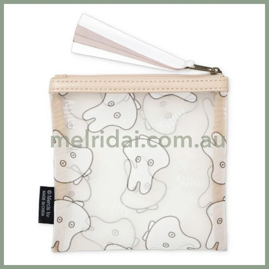 MIFFY | Mesh Flat Pouch Square Mini Pouch 140 x 140mm (Beige Ghost)