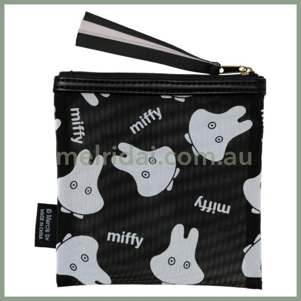 MIFFY | Mesh Flat Pouch Square Mini Pouch 140 x 140mm (Black Ghost)