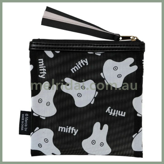 MIFFY | Mesh Flat Pouch Square Mini Pouch 140 x 140mm (Black Ghost)