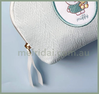 Miffy | Pouch 13.5Cm X 10.5Cm 3.5 Cm 米菲 针织纹 刺绣图案 小收纳包/化妆包 手拿包