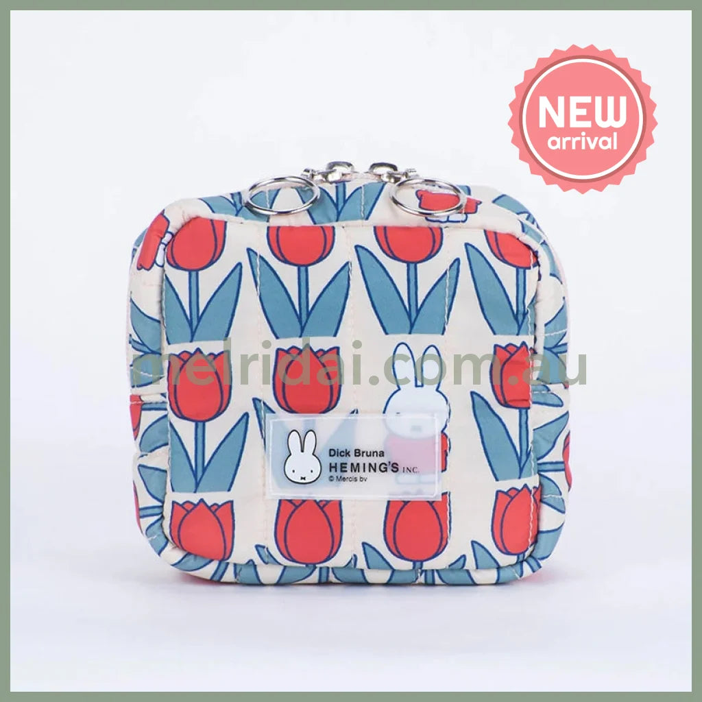 MIFFY x HEMING’S | Quilted Square Pouch 120 x 110 x 50mm (Tulip)