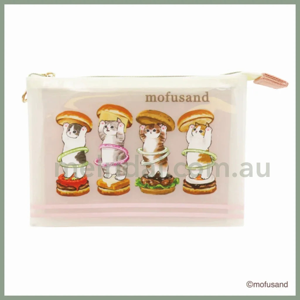 Mofusand | 3 Pocket Mesh Pouch H110 Xw165 Xd30Mm 猫福 三层口袋 半透明收纳包 Burger 汉堡