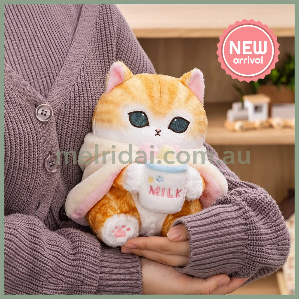 MOFUSAND | Baby Bear Cat Bottle Milk Plush Toy Plush Doll 215×190×215mm (Fluffy Poncho Hoodie)