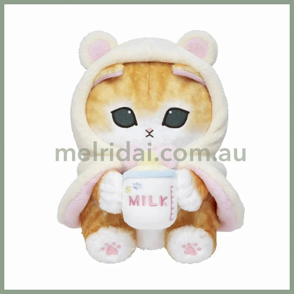 MOFUSAND | Baby Bear Cat Bottle Milk Plush Toy Plush Doll 215×190×215mm (Fluffy Poncho Hoodie)