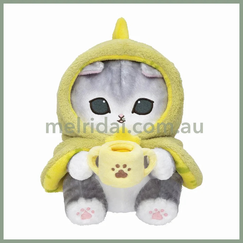 MOFUSAND | Baby Dinosaur Cat Cup Plush Toy Plush Doll 215×190×215mm (Fluffy Poncho Hoodie)