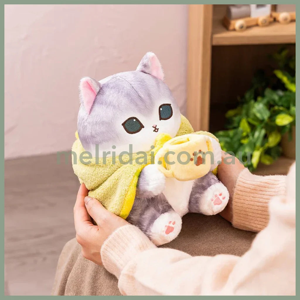 MOFUSAND | Baby Dinosaur Cat Cup Plush Toy Plush Doll 215×190×215mm (Fluffy Poncho Hoodie)