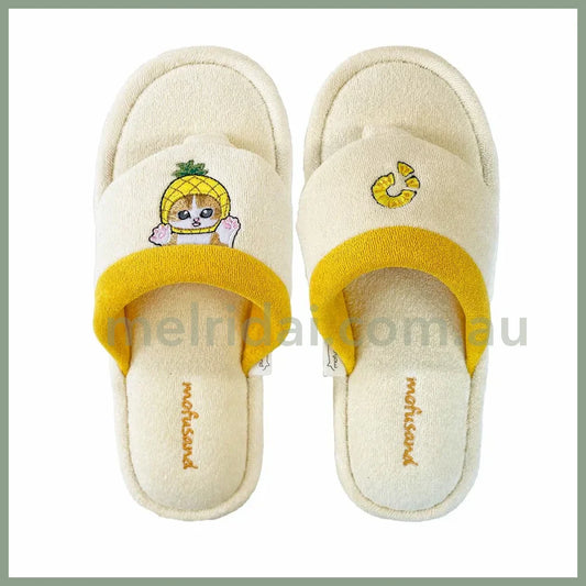 Mofusand | Beach Sandal Slippers 24Cm (Yellow) 猫福 毛巾绒人字拖/家居室内拖鞋