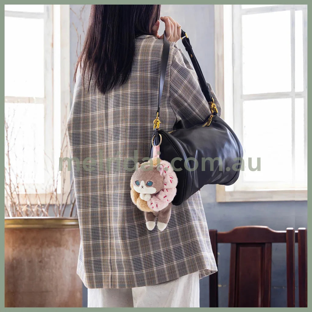MOFUSAND | COFFEE AND DONUTS Mascot Keychain Bag Charm 130x130x160mm (Strawberry Cruller)