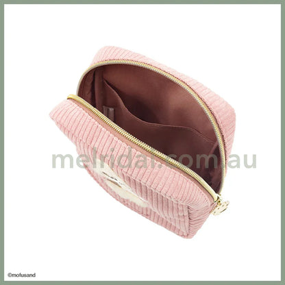 Mofusand | Fluffy Embroidered Cosmetic Pouch H140×W140×D60Mm 猫福 毛绒刺绣 化妆包/收纳包 猫爪拉链