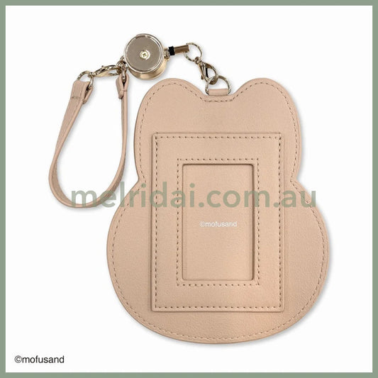 Mofusand | Fluffy Pass Case Card Holder With Reel H135 X W115 D5Mm (Rabbit)