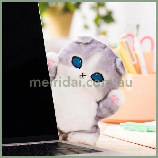 MOFUSAND | Grey and White Standing Plush Toy Plush Doll 175×120×100mm (Hyokkori! Tachimasu Nyan)