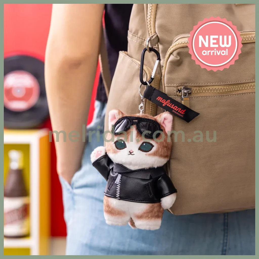 MOFUSAND | Leather Jacket Cat Mascot Holder Keychain Bag Charm 140 x 105 x 75mm (Diner)